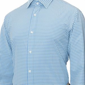 Men's casual button down shirt blue gingham lands end